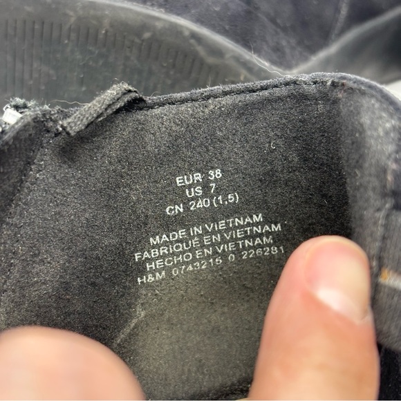 H&M Black Peep Toe Ankle Boots Size 7 - Picture 10 of 15